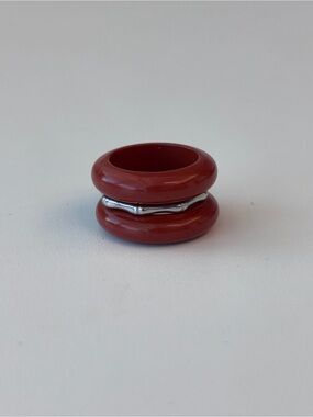 Stone Trilogy Stack Red Jasper Ring Set Of 3 Bands, Size 8